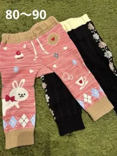 ベビー　ボトムス　レギンス　スパッツ　うさぎ　花柄　80 90