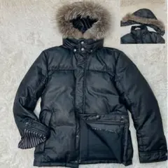 美品/バーバリーブラックレーベル ダウンジャケット 3way フォックスファー黒