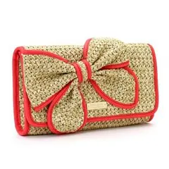 ケイトスペード クラッチバッグ　ナチュラル×レッド