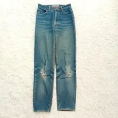 【日本製】SOMETHING ターコイズブルー ダメージジーンズ　ヴィンテージ感