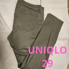 ユニクロ スキニーデニム 29 オリーブグリーン レディース　73.5