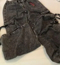 【新品　未使用】ブラックデニム　 ワイドカーゴパンツ