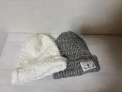 ニット帽2点セット ホワイト・グレー