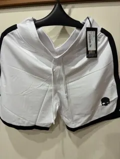 ホワイト/ブラック スカルロゴ ハーフパンツ XL