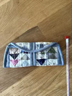 パッチワークキルティングメガネケース　ハンドメイド　ブルー系
