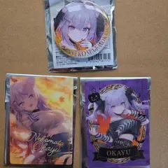 ホロライブ ローソンコラボ 猫又おかゆ 缶バッジ フォト風カード 2種セット