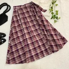 【美品✨】オリーブ・デ・オリーブ チェック柄ロングラップスカート パープル
