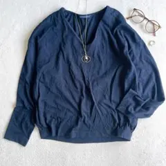 アメリカンホリック◇長袖Tシャツ Vネック カットソー 綿100% シンプル F