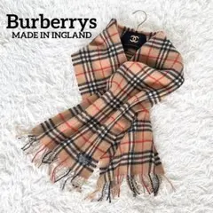 美品✨【バーバリーズ】ラムウール100% ロングマフラー ノバチェック ベージュ