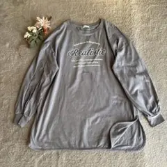 COLZA ロゴプリント長袖カットソー Tシャツ ブルーグレー S