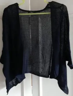 ニットカーディガン　羽織　半袖　紺