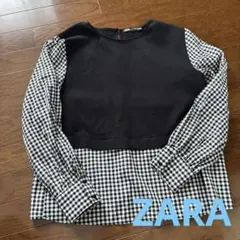 ZARA ドッキングトップス ギンガムチェック 長袖 M
