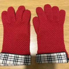 手袋　赤　チェック