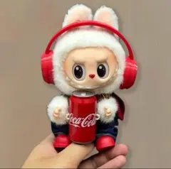 ラブブ洋服　Labubuぬいぐるみ着　ぬい服　17cm着せ替え服4点セット(赤)