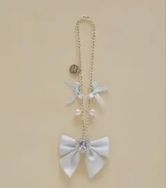 Maison de FLEUR ビジューリボンパールバッグチャーム　ライトブルー