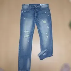 ZARA　ライトブルー ダメージ加工 デニム