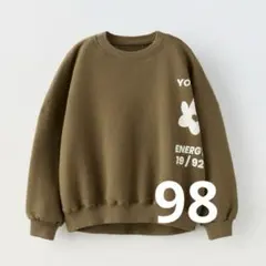 ZARA KIDSロゴプリント トレーナー カーキ 98