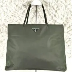 プラダ トートバッグ テスートナイロン 三角ロゴプレート カーキ