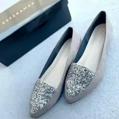 【新品・未使用】エスペランサ フラットパンプス ローヒール グレージュ 23cm