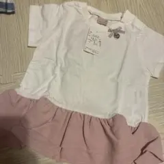 petit main ホワイト/ピンク Tシャツ 90cm