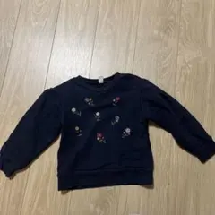 ネイビー 花柄刺繍 トレーナー