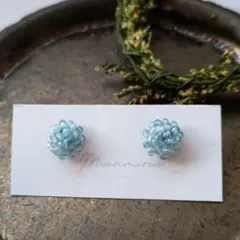 【再販】天然石アクアマリンの小さなつぶつぶピアス