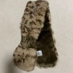 毛皮（兎）ヒョウ柄マフラー