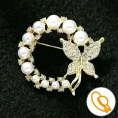 ●ブローチ　パール　ゴールド　蝶々　卒業式　入学式　結婚式　お洒落　レディース春