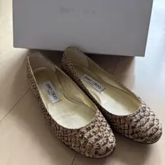 JIMMY CHOO フラットシューズ ベージュ・ブラウン