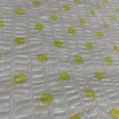 訳ありホワイトとイエローのドット柄生地　約73cm幅×100cm