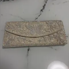 ビーズ刺繍 ベージュ パーティーバッグ