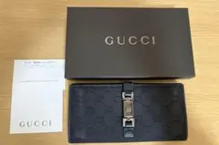 箱付 正規 GUCCI 長財布 GGキャンバス ジャッキー金具 ブラック