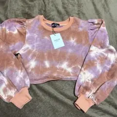 SHEIN タイダイ柄 パフスリーブ スウェット ショート丈