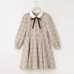 メゾピアノジュニア　卒服　チェックワンピース　ベージュ　フォーマル　M/150