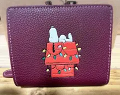 新品】COACH スヌーピー 2つ折り財布 ワインレッド ボルドー 完売品