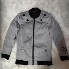タカ様専用未使用品ノーアイディー黒×灰ブラック五芒星・星プリントジャケット