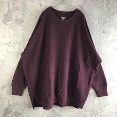 Y3191古着　トレーナー　スウェット　紫　無地　90s Y2K