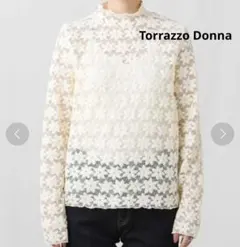 Torrazzo Donna トラッツォドンナ フラワーレースハイネックブラウスのサムネイル