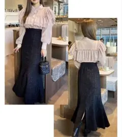 GRL★【タグ付き新品】完売品/ラメツイードマーメイドスカート / 黒L