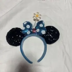 ミニーマウスカチューシャ　水玉 水色