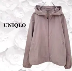 『ユニクロ』マウンテン パーカー UVカット【L】パープル系 Uフード 耐久撥水