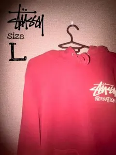 古着　STUSSY Basic Stussy Hoodie 赤 Lサイズ
