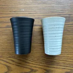 陶器タンブラー2個セット 白 黒