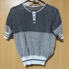 ARTISAN 半袖サマーニット　ネイビー×グレー