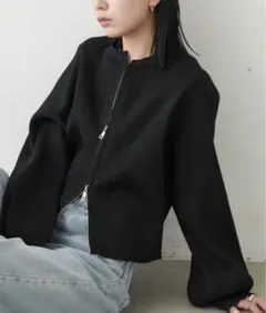 Aunt Marie's*ジップリブニットカーディガン