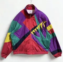 HEAD 90s マルチカラー 幾何学柄 ナイロンジャケット クレイジーパターンのサムネイル