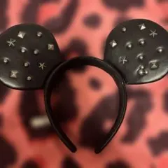 スタッズ付き黒ミッキー耳カチューシャ
