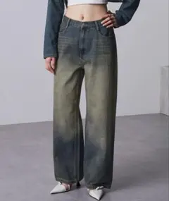 【新品未使用タグ付き】nui nullu ハイウエストヴィンテージワイドデニムS