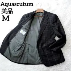 【美品】アクアスキュータム　グレンチェック　M　フランネル　グリーン系　日本製