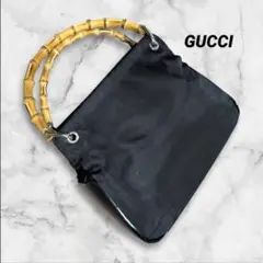 GUCCI グッチ　バンブー ハンドバッグ 黒 ナイロン